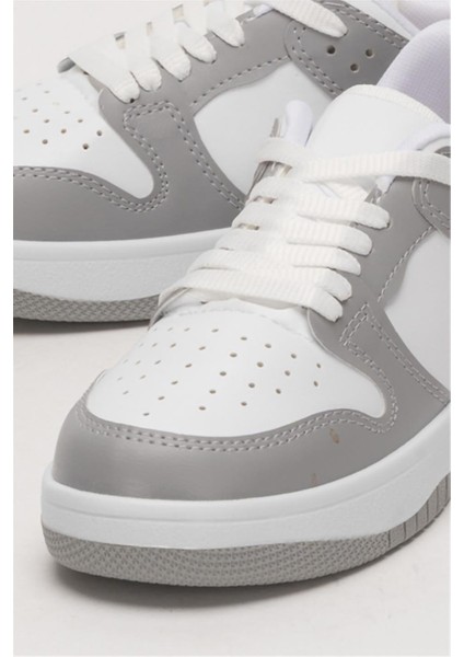Unisex Bağcıklı Spor Sneaker Ayakkabı Beyaz - Gri indirimleri
