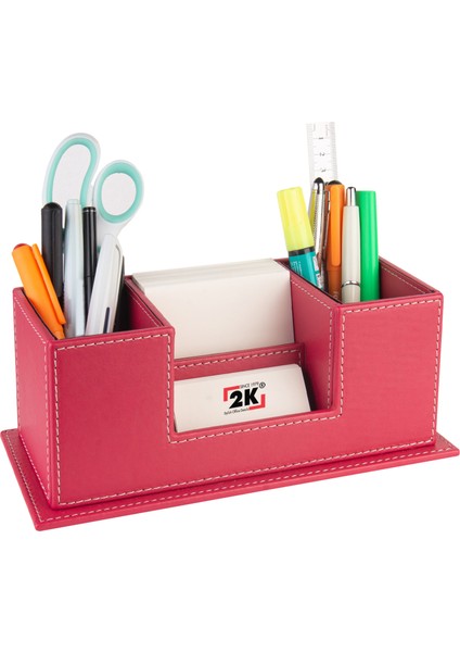 Masaüstü Deri Organizer Kalemlik 4 Gözlü Desktop Organizer Rainbow Vegan 10X12X25 Cm.