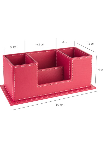 Masaüstü Deri Organizer Kalemlik 4 Gözlü Desktop Organizer Rainbow Vegan 10X12X25 Cm.