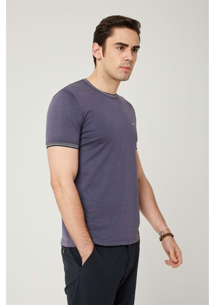 Sıfır Yaka Bisiklet Yaka Likralı Penye Erkek Tshirt