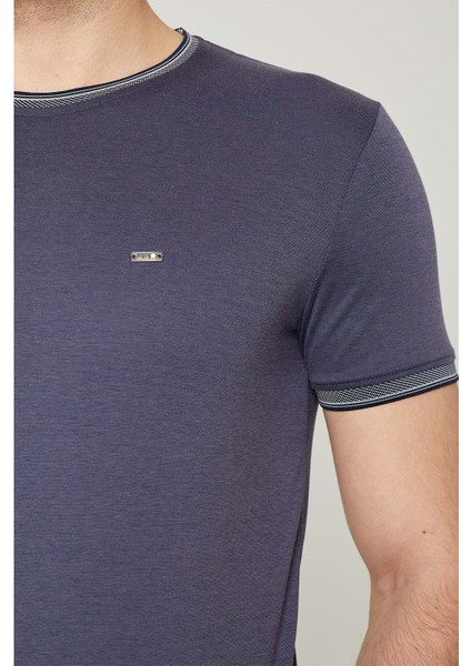 Sıfır Yaka Bisiklet Yaka Likralı Penye Erkek Tshirt
