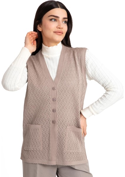 Kadın Orta Yaş ve Üzeri Merserize Cepli Düğmeli Rolax Anne Yelek 745 fiyatları