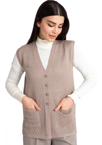 Kadın Orta Yaş ve Üzeri Merserize Cepli Düğmeli Rolax Anne Yelek 745 modelleri