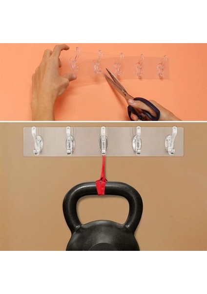 5'li Güçlü Yapışkanlı Şeffaf Duvar Askısı Banyo Mutfak Düzenleyici Pratik Askılık