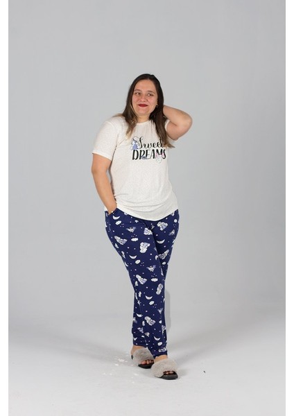 Büyük Beden Likrali Pijama Takım