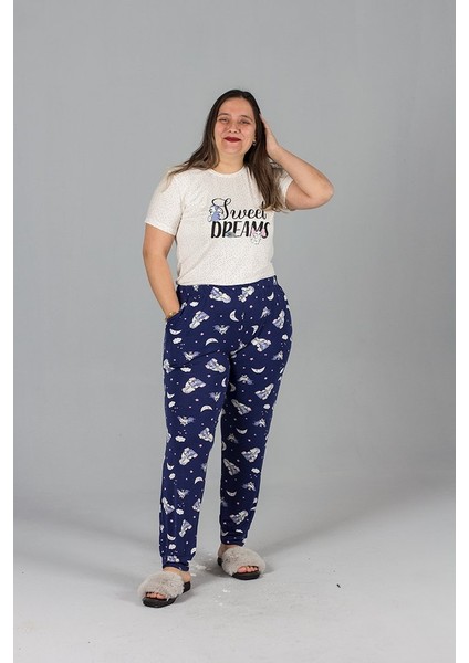Büyük Beden Likrali Pijama Takım