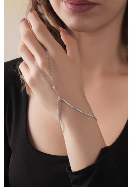 925 Ayar Gümüş, Rodyum Kaplamalı Su Yolu Şahmeran