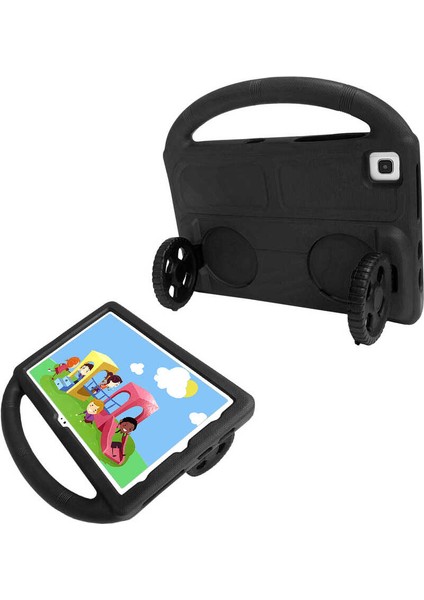 Galaxy T720 Tab S5E Uyumlu Zore Wheel Car Tekerlek Standlı Tablet Eva Silikon KILIF-YEŞIL-868043626