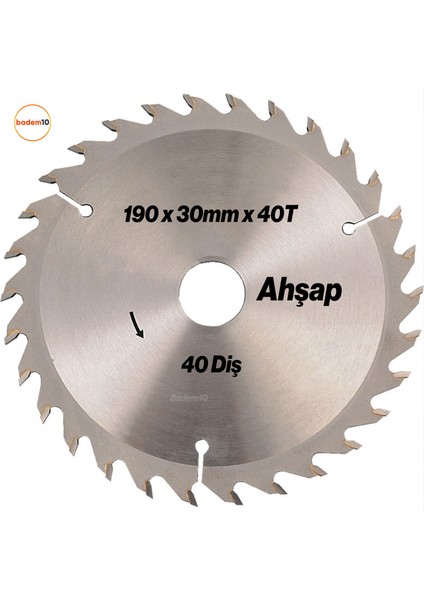 Ahşap Mdf Mobilya Tahta Sunta Dolap Kesme Testeresi Metal Elmas Daire Testere Bıçağı 190 mm 40 Diş