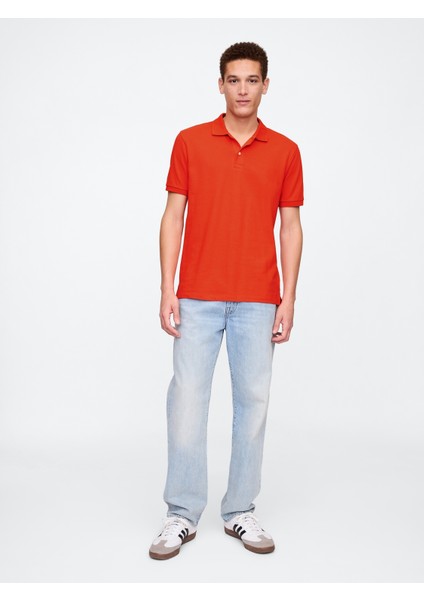 Erkek Kırmızı Stretch Pique Polo Yaka T-Shirt fırsatları