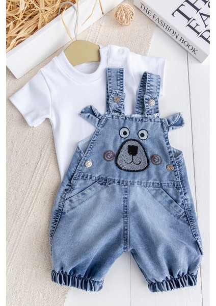 Fiğürlü Yazlık 2'li Erkek Bebek Salopet Tulum