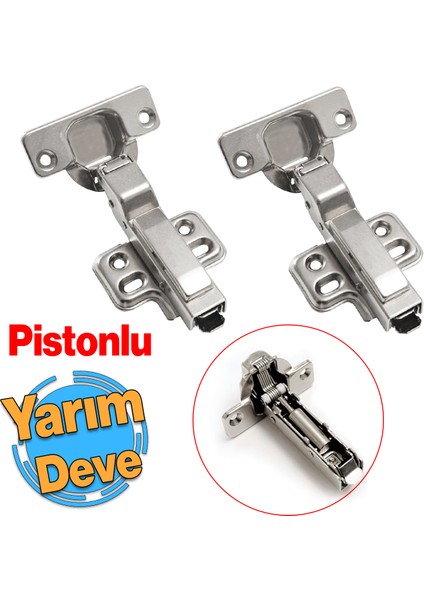 Yarım Deve Frenli Pistonlu Dolap Mobilya Kapak Menteşesi Yavaşlatıcı Tas Menteşe 1 Çift