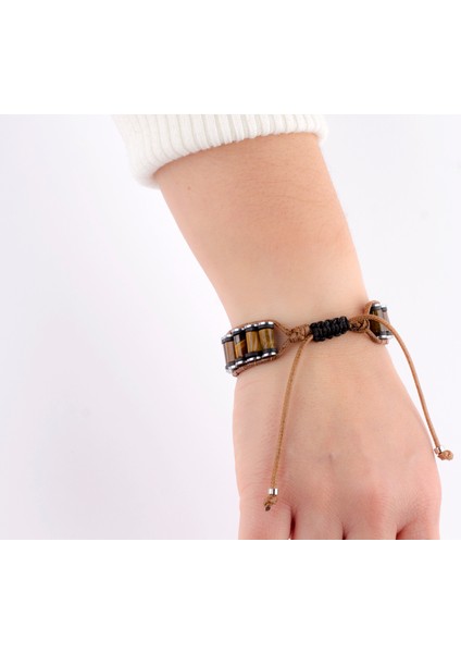 Negatif Enerjiden Koruyan Doğal Taş Erkek Bileklik – Ayarlanabilir & Bakır Tel Örgülü fiyatları