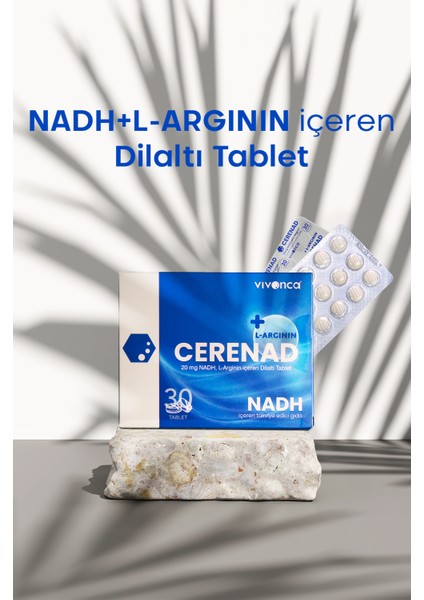 + L-Argının Dilaltı Tablet Nadh ve L-Arjinin İçeren Takviye Edici Gıda