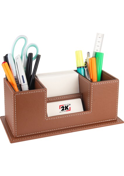 Masaüstü Deri Organizer Kalemlik 4 Gözlü Desktop Organizer Rainbow Vegan 10X12X25 Cm.