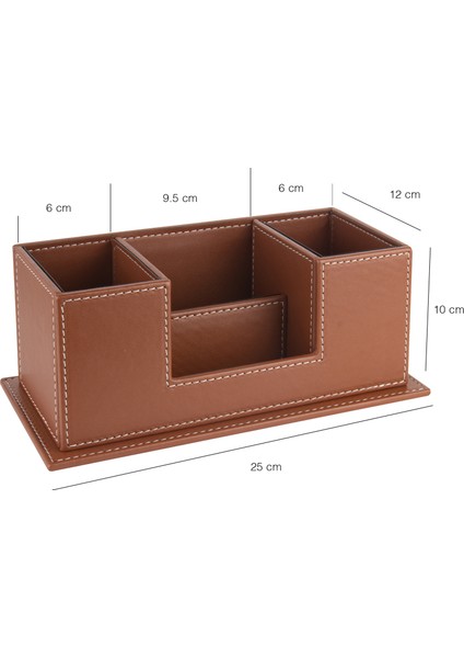 Masaüstü Deri Organizer Kalemlik 4 Gözlü Desktop Organizer Rainbow Vegan 10X12X25 Cm.