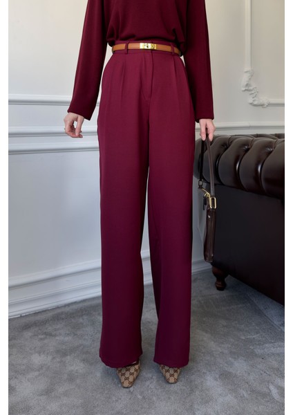 Pileli Palazzo Pantolon- Bordo fırsatları