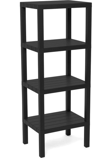 4 Raflı - Siyah Modüler Ünite Plastik 38 x 29 x 100 cm (4987)