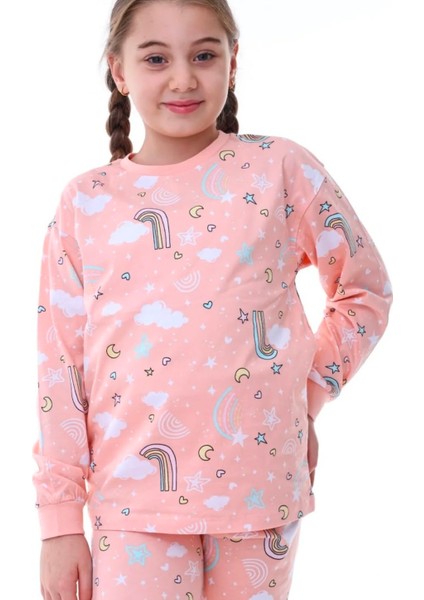 Kız Çocuk %100 Pamuklu Unicorn Desen Pijama Takımı