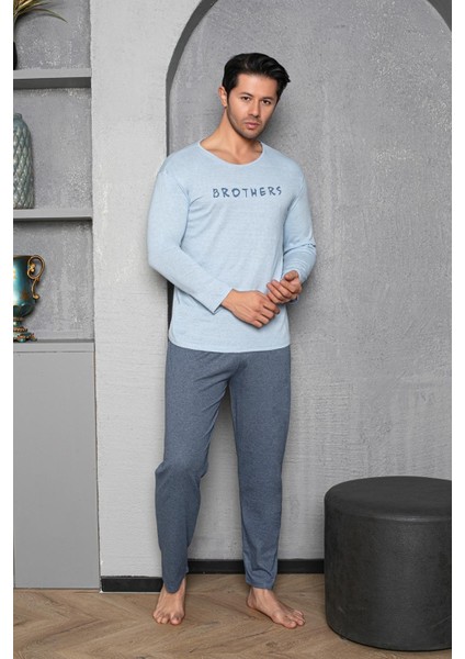 Yuvarlak Yaka %100 Pamuk Regular Kalıp Erkek Pijama Takımı 983