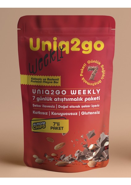 Weekly Kakaolu & Bademli Proteinli Meyve Bar - 7 Adet 50 gr
