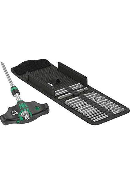 05023471001 Kraftform Kompakt 400 Ra Set 1, Cırcır Fonksiyonlu ve Uç Seti, 17 Parça, Siyah-Yeşil