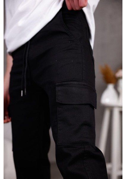 Hend Jogg Paçası ve Beli Lastikli Slim Fit Likralı Keten Kargo Pantolon modelleri