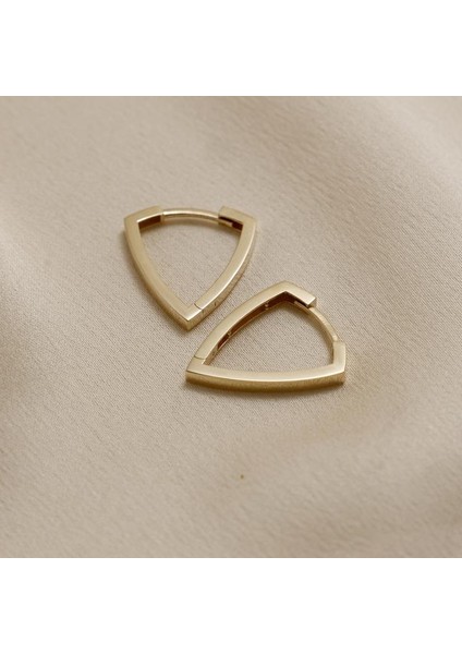 Siora Üçgen Taşsız 14 Ayar Altın Küpe | S