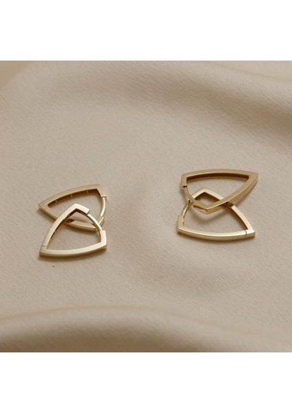 Siora Üçgen Taşsız 14 Ayar Altın Küpe | S modelleri