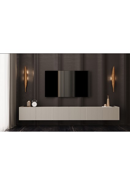 Capella Mdf 6 Kapaklı Duvara Monte (120 cm x 2 Adet) 240 cm Tv Ünitesi