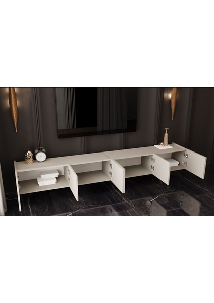 Capella Mdf 6 Kapaklı Duvara Monte (120 cm x 2 Adet) 240 cm Tv Ünitesi fiyatları