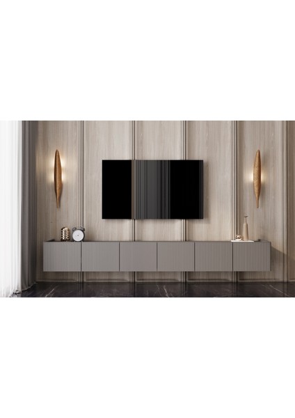 Capella Mdf 6 Kapaklı Duvara Monte (120 cm x 2 Adet) 240 cm Tv Ünitesi
