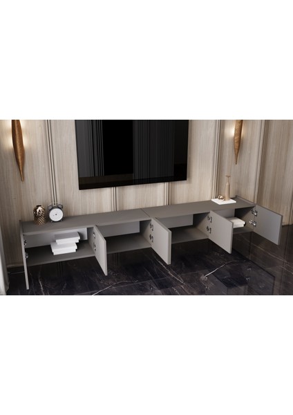Capella Mdf 6 Kapaklı Duvara Monte (120 cm x 2 Adet) 240 cm Tv Ünitesi fiyatları