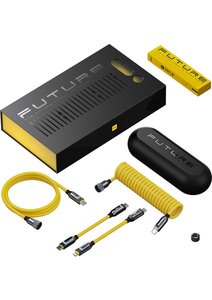 The Future Silky Type-C to Type-C+Lightning 240W Uzayabilen 2.6m Süper Hızlı Şarj Kablo Seti