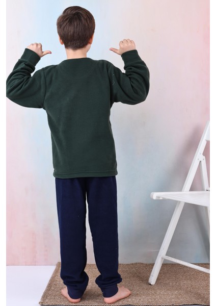 Yeni Sezon Sonbahar/kış Erkek Çocuk Skate Desenli Polar Pijama Takımı 4515