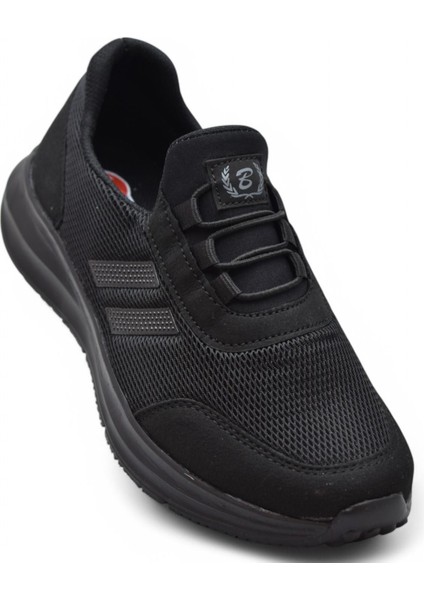 602 Hafif Esnek Ortopedik Taban Günlük Unisex Siyah Spor Ayakkabı Yazlık Bağcıksız Spor