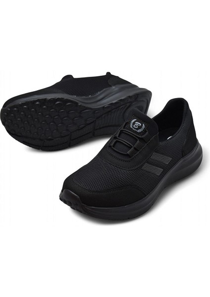 602 Hafif Esnek Ortopedik Taban Günlük Unisex Siyah Spor Ayakkabı Yazlık Bağcıksız Spor