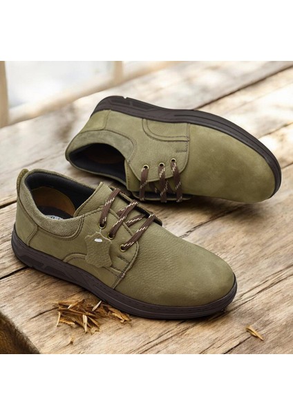 518-8 Ortopedik Taban Hakiki Deri Erkek Ayakkabı Casual Günlük Haki Erkek Ayakkabı fırsatları