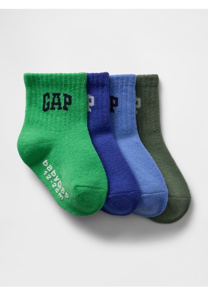 Bebek Mavi Gap Logo Quarter Crew 4'lü Çorap Set
