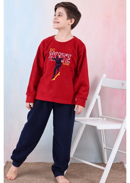 Yeni Sezon Sonbahar/kış Erkek Çocuk Skate Desenli Polar Pijama Takımı 4515 fiyatları