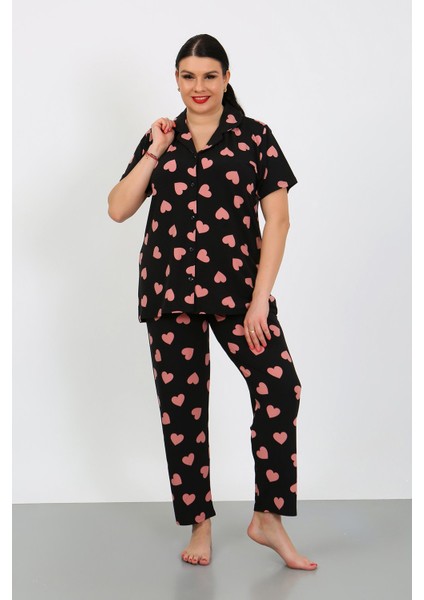 Büyük Beden Kısa Kollu Milan Gömlek Pijama Takımı- Genç Anne Serisi fiyatları