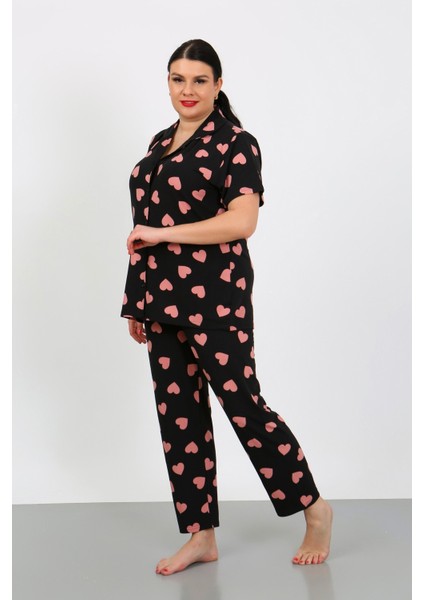 Büyük Beden Kısa Kollu Milan Gömlek Pijama Takımı- Genç Anne Serisi fırsatları