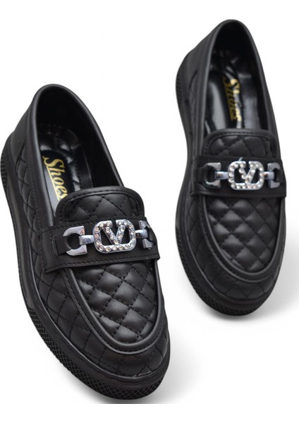 399 Rahat Taban Günlük Kadın Ayakkabı Kadın Laofer Ayakkabı Baklava Desenli