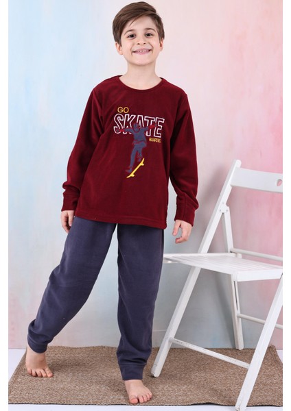 Yeni Sezon Sonbahar/kış Erkek Çocuk Skate Desenli Polar Pijama Takımı 4515 fiyatları