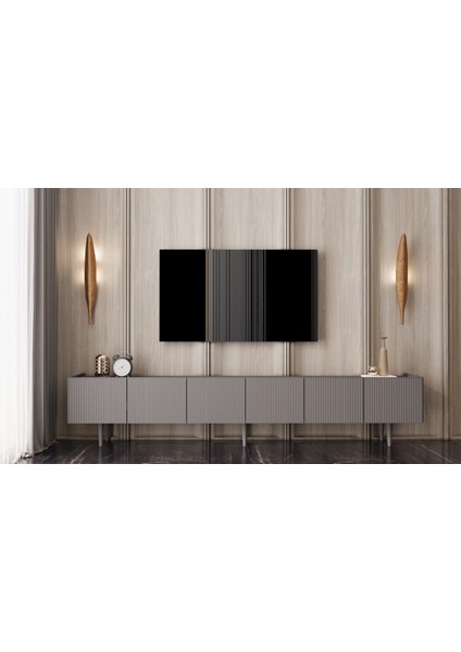 Mdf 6 Kapaklı Ahşap Ayaklı (120 cm x 2 Adet) 240 cm Tv Ünitesi fiyatları