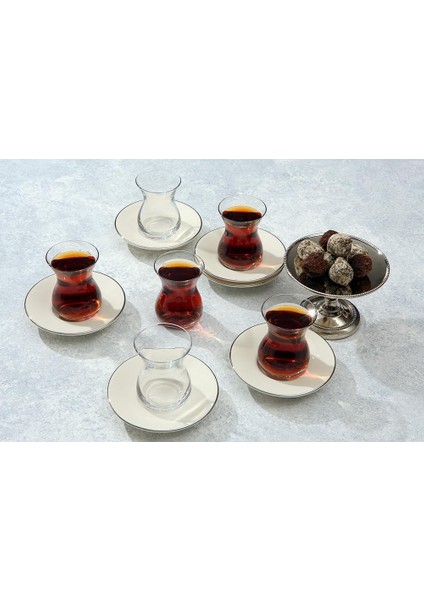 Peride Platin 6 Kişilik Çay Takımı