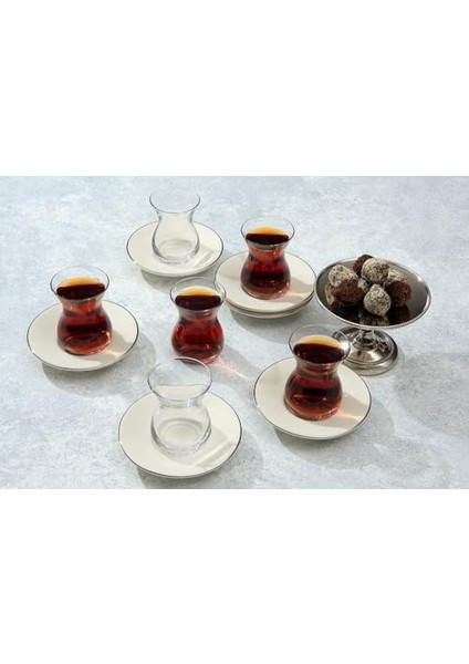 Peride Platin 6 Kişilik Çay Takımı