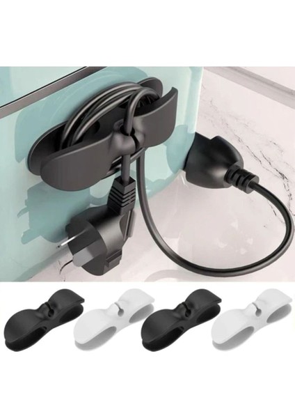 Yapışkanlı Airfiyer Kablo Sabitleyici Düzenleyici Çok Amaçlı Kablo Toparlayıcı Aparat Siyah 4 Adet