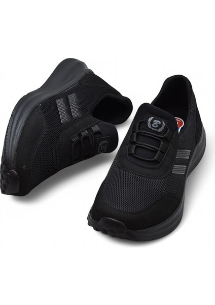 602 Hafif Esnek Ortopedik Taban Günlük Unisex Siyah Spor Ayakkabı Yazlık Bağcıksız Spor