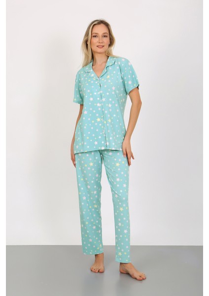 Kısa Kollu Milan Gömlek Pijama Takımı- Genç Anne Serisi